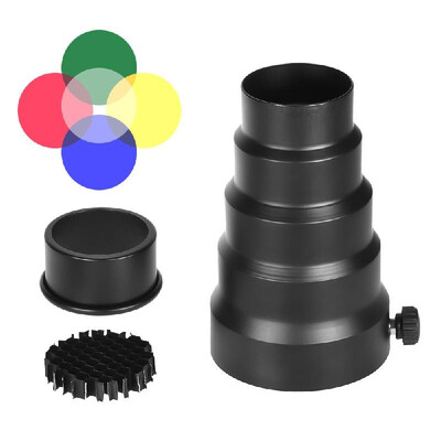 

Andoer 98mm Mini Flash Mount Metal Snoot with Honeycomb Grid 5pcs Color Filter Kit for Neewer Andoer Godox 180W 250W 300W Mini Stu