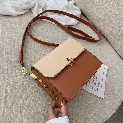 

Qiao Bani 2019 new Korean chic fashion retro style simple contrast color flip bag shoulder diagonal cross tide handbag