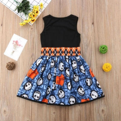 

Toddler Kids Baby Girls Halloween Cartoon Sleeveless Princess Dress Clothes
