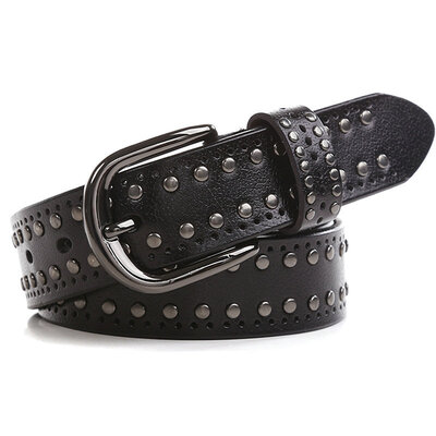

Womens leather jeans belt fashion wide casual belt leather rivet female decoration trend personality