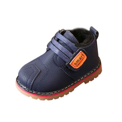 

Baby Girls Boys Solid Patchwork Soft Soled Anti-Slip Shoes Kids Children Fahsion Winter Warm Ankle Boots Shoes First Walkers