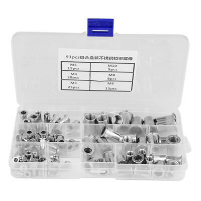 

Greensen 93pcs Threaded Insert 1 Box M3 M4 M5 M6 M8 M10 304 Stainless Steel Blind Rivet Nut Set