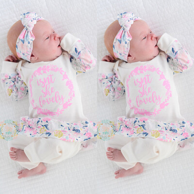 

3PCS Toddler Infant Baby Girl Outfits Clothes Romper BodysuitPants Leggings
