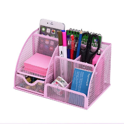 

7 Storage Compartments Multi-functional Mesh Desk Organizer Pen Holder Stationery Storage Container Box Collection Office School