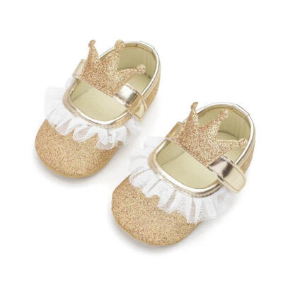 

Infant Baby Girls Shoes Soft Sole Non-Slip Crown Princess Shoes First Walkers