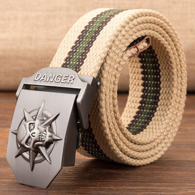 

Trend new Automatic Buckle Unisex belt Stripe Canvas Weaving Multifunction Men belt casual youth student belt