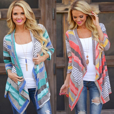 

Fashion Bright Color Women Cardigan Ladies Autumn Tops Asymmetrical Blouse