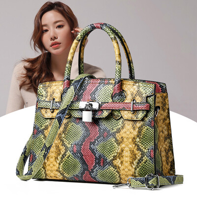 

Autumn new mobile handbags European&American fashion snake pattern shoulder diagonal briefcase
