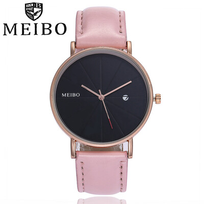 

MEIBO Ladies Wriatwatches Leather Band Womens Watch Minimalist Clock Rose Gold Dail Hour Reloj Mujer Dropshipping 533