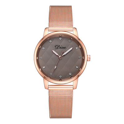 

DISU Stainless Steel Luxury fashion casual gold women watches bracelet Womens Roman Numerals Faux Leather Analog Quartz Watch