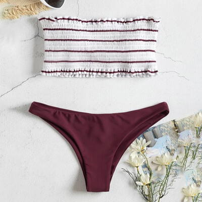 

Saidsome 2PC Women Sexy Swimwear Bikini Suit Stripe Push-Up Padded Bathing Beachwear