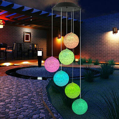 

Oasismall Solar Power Lights Wind Spinner LED Lamp Outdoor Pendant Wind Chime Light For Home Garden