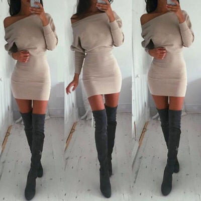 

Fashion New Womens Winter Long Sleeve Jumper Sweater Dress Bodycon Short Slim Dress