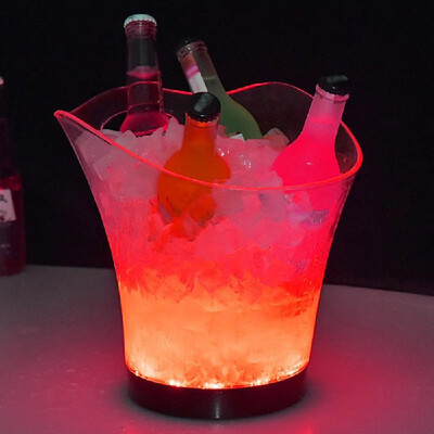 

DC3V 1W 55L High Big Capacity RGB LED Light Lamp Ice Bucket Icy Barrel Curve Design Yellow 4 AAA Battery Powered Operated for H