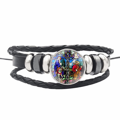 

2019 New Christian Time Gem Leather Woven Bracelet Bangle Souvenir
