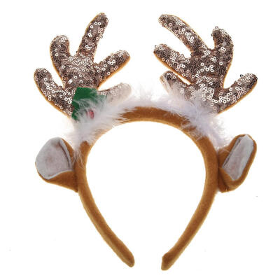 

Adult Kids Cute Elk Horn Christmas Headband Glitter Sequins Xmas Hairband