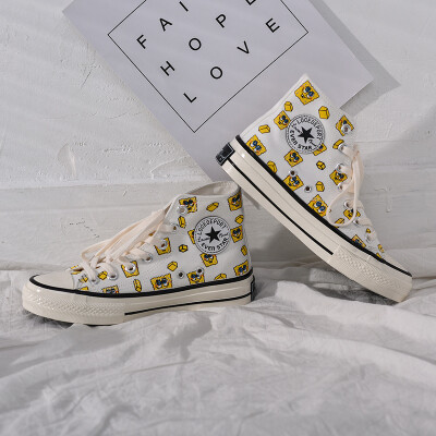 

High-top canvas shoes female cartoon cute shoes 2019 new Korean students wild ulzzang shoes