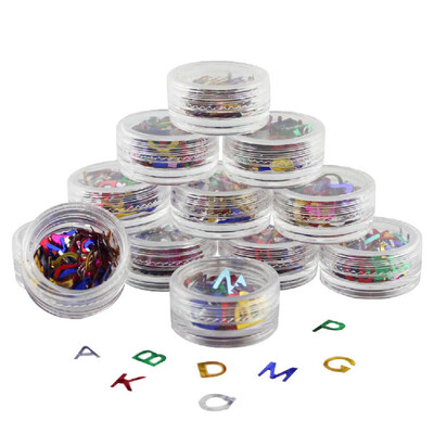 

Toponeto 12pcs English Alphabets Letter Flash Nail Art Stickers DIY Nail Art Decorations