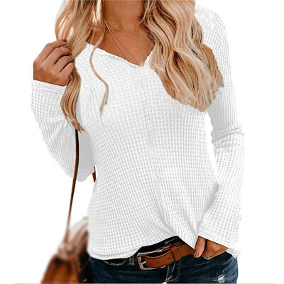 

Women Autumn Long Sleeve Outwear V Neck Knitted Tops Plus Size Loose Fit Sweater