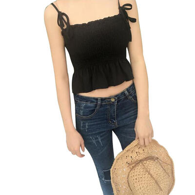 

Summer Chiffon Women Vest Solid Color Lace-Up Straps Off Shoulder Sexy Tops