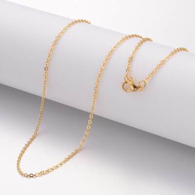

304 Stainless Steel Necklace Making Cable Chains with Lobster Clasps Golden 1772"450mm 15mm