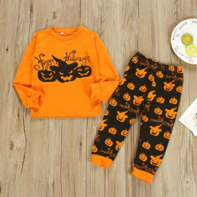 

Halloween Toddler Baby Girl Boy Cotton Clothes Pumpkin Tops T-ShirtPants Outfit