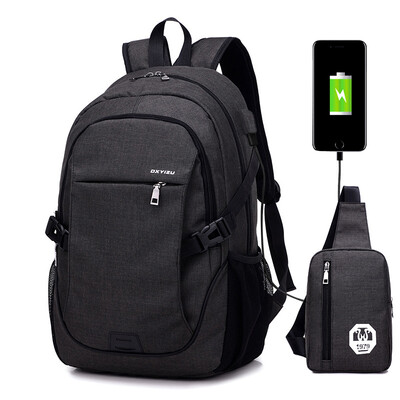 

USB charging double shoulder computer bag large capacity unisex travel bag