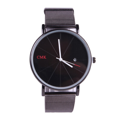 

Fashion scale calendar alloy mesh belt watch simple couple watch