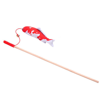 

Wood Tease Rod Cat Sticks Plush Stuffed Artificial Fish Pet Cats Toy Kitten Catnip Bell Teaser Interactive Funning Trainning Toy