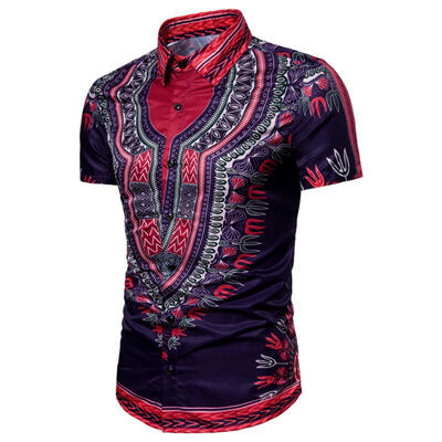 

Mens Summer Plus Size Slim Fit Shirt 3D Hawaii Print Short Sleeves Casual Shirt