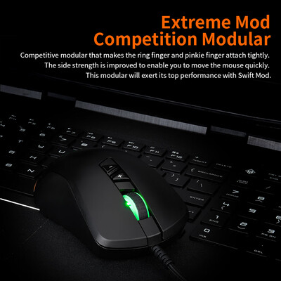 

AJAZZ GTI Modular Gaming Mouse Wired Mouse 5000DPI Optical Sensor RGB Backlit Mice Magnetic Competitive Modular Grey