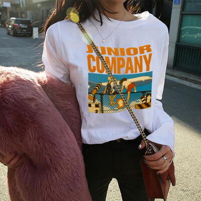 

Korean Fashion Autumn Women T-Shirts Long Sleeve Cartoon Print O-Neck Tops