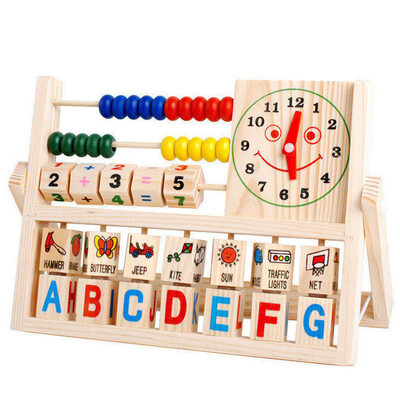 

NEW Children Baby Kids Learning Developmental Versatile Flap Abacus Wooden Toys