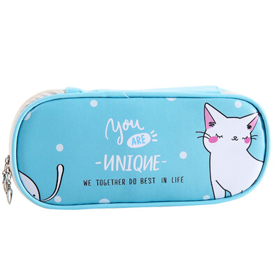 

New Large Capacity Cartoon Elephant Rabbit Multi Function Pencil Case Large Leather Pen Bag