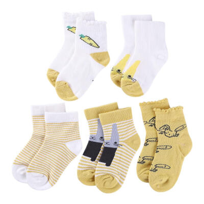 

5pairs Cute Cartoon Kids Socks Baby Boy Girl Soft Cotton Warm Stripes Socks