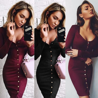 

Fashion Women Bandage Bodycon Long Sleeve Evening Sexy Party Cocktail Mini Dress
