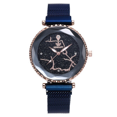 

Fashion Mesh Women Clock Starry Sky Magnet Geometric Surface Ladies Dress Quartz Wristwatch Female Wrist Watches Bayan Kol Saati