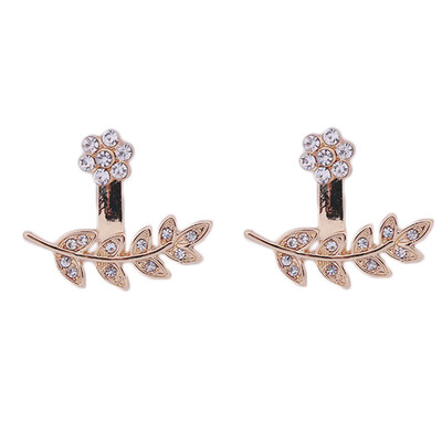 

Arrival Gold Branch Jade Leaf Alloy Diamond Earrings