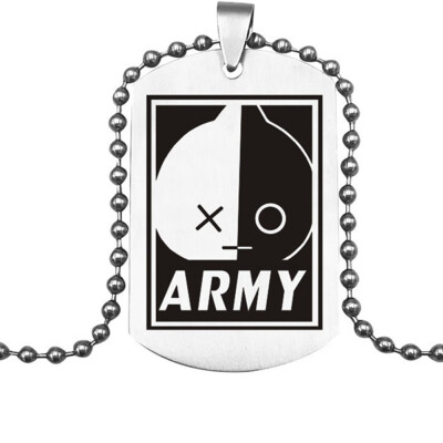 

KPOP BTS Bangtan Boys Same paragraph Cartoon Avatar Printing Pendant Necklace Alloy Couple Necklace Best Gift for ARMY