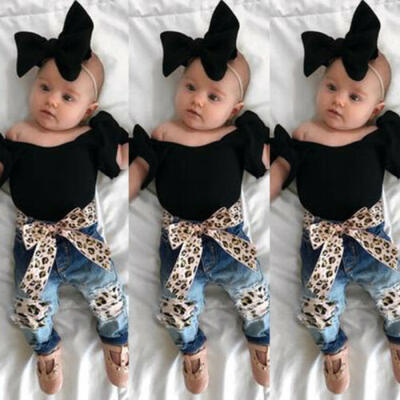 

US Toddler Kids Baby Girl Tops T-Shirt Leopard Long Pants Outfits Clothes 3Pcs