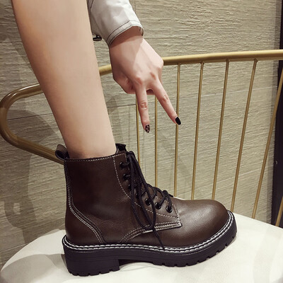 

Martins boots women fall fashion network red retro British style thick with short boots students handsome boots