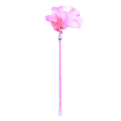 

Cat Teaser Wand Feathers Rhinestone Bell Pet Interactive Teasing Rod Toys