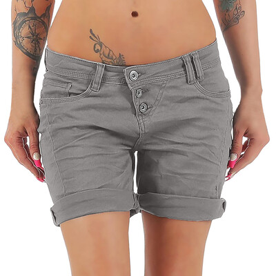 

Tailored Women Plue Size Causal Solid Button High Waist Summer Loose Wide Short Leg Pants