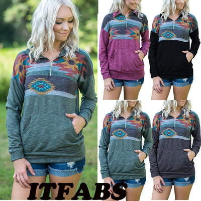 

Women Long Sleeve Floral Hoodie Hoody Sweatshirt Hooded Jumper Coat Tops New