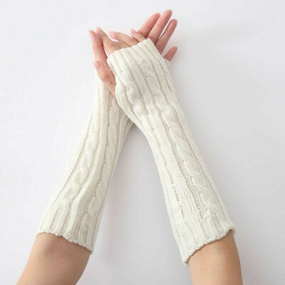 

Women Winter Wrist Arm Knitted Long Fingerless Gloves Mittens Hand Warmer New