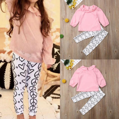 

Toddler Baby Kids Girl Autumn Winter Clothes Tops T-shirt Pants Outfits 2PCS Set