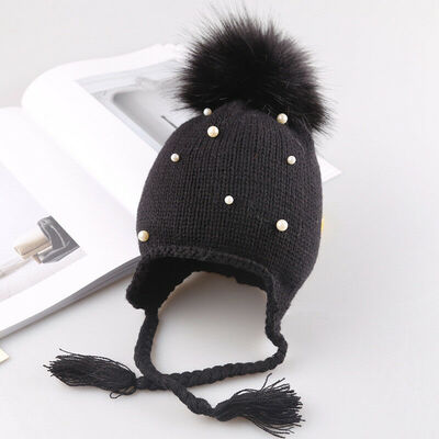 

HOT Baby Toddler Kids Girl Infant Warm Pearl Crochet Knit Hat Beanie Cap 1-3Y