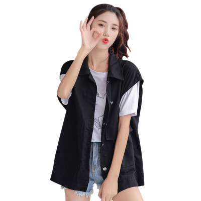 

Women Sweet Sexy Wild Long Lapel Loose Wild Harajuku Style Tooling Sleeveless Suit Sweet Vest