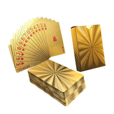 

1 SET Golden Foil Plated Normal Playing Cards Poker 52 Cards 2 Jokers Special Unusual Birthday Gift Poker