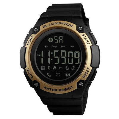 

SKMEI Mens Smart Watch Sports Digital Resin 50 Meter Waterproof Health Monitor Pedometer Dual Time Electronic Watch